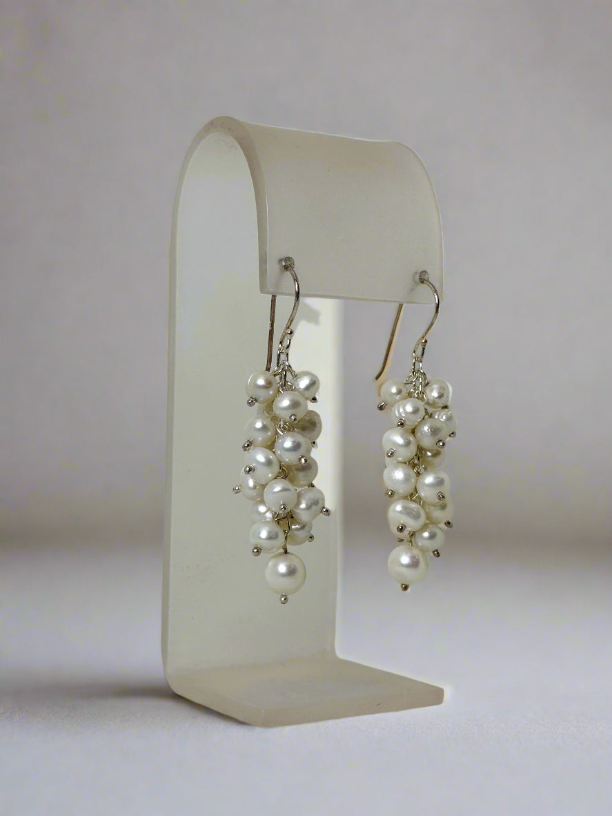 Fresh Water Pearl Cluster Drop Earrings