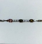 Multi Coloured Natural Tourmaline Bracelet with Cubic Zirconia | 5 Styles Available