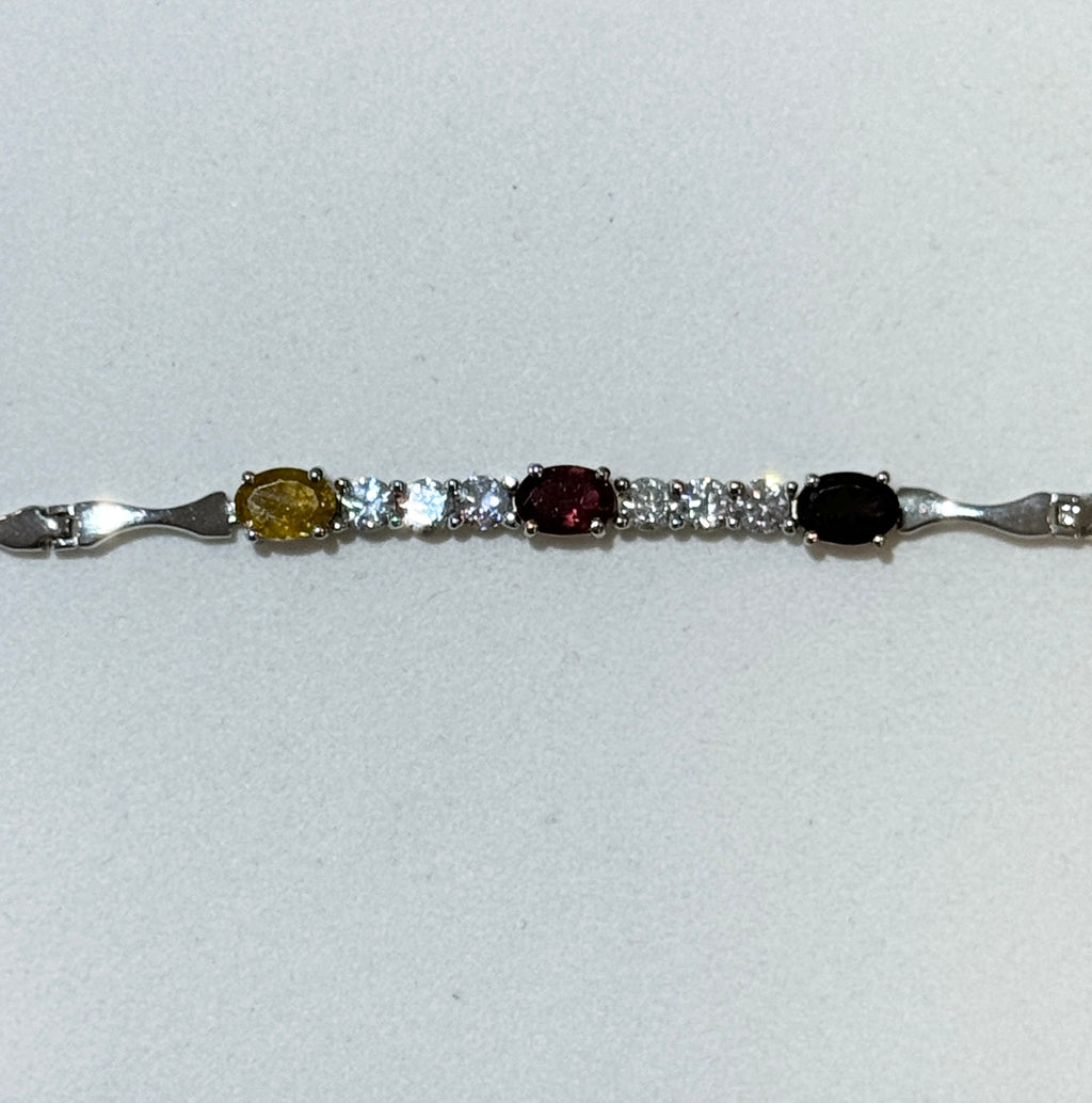 Multi Coloured Natural Tourmaline Bracelet with Cubic Zirconia | 5 Styles Available