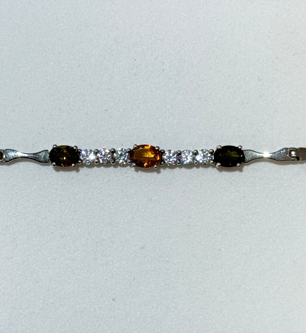Multi Coloured Natural Tourmaline Bracelet with Cubic Zirconia | 5 Styles Available