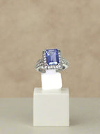 Large Filagree Rectangle Ring with Cubic Zirconia Halo